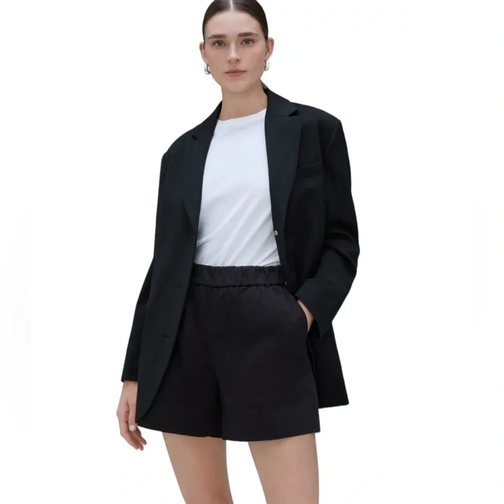 NEW EVERLANE The Easy Short Elastic Waist Pull‎ On Black Organic Cotton Size XS